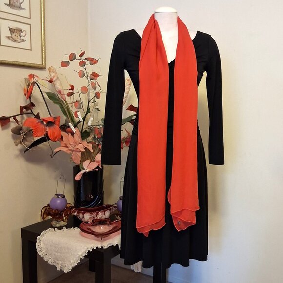 VTG Women's NEW Stills 100% Silk Long Classic Luxury Orange Scarf - Picture 3 of 8